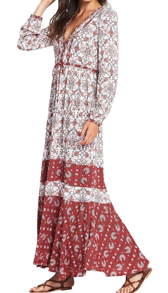 TIGERLILY Hamilton Red Boho Long Sleeve Maxi Dress RRP$270 - Picture 4 of 16